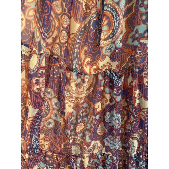 ASOS Design Curve Metallic Off-The-Shoulder Maxi Dress Purple Paisley Size 14 - Picture 9 of 12